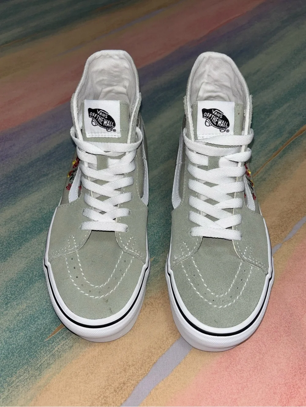 VANS Sk8-Hi Tapered Shoes Platform Women’s size 6.5 Floral Desert Suede Canvas